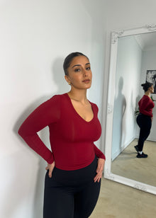  Cloud V Neck Long Sleeve Chilli